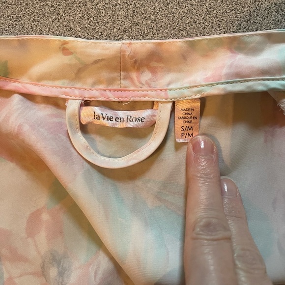 La Vie En Rose 🌹 Pastel Floral Lace Trim Kimono Robe Size S/M - Picture 7 of 12